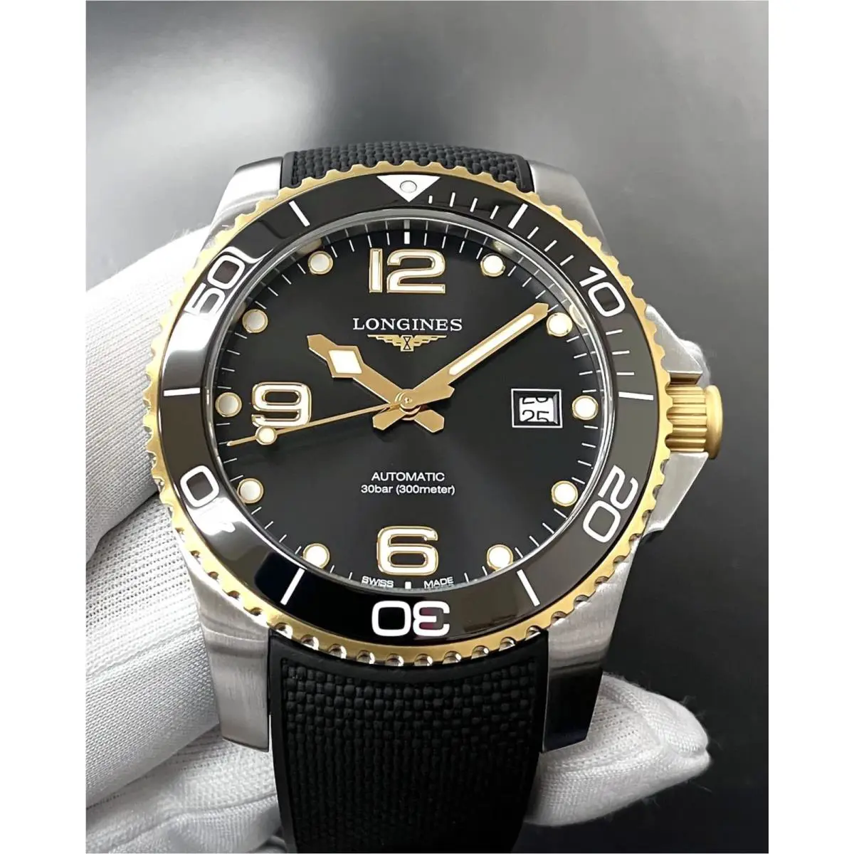 Longines Hydroconquest Automatic 41mm Black Rubber Men`s Watch L3.781.3.56.9
