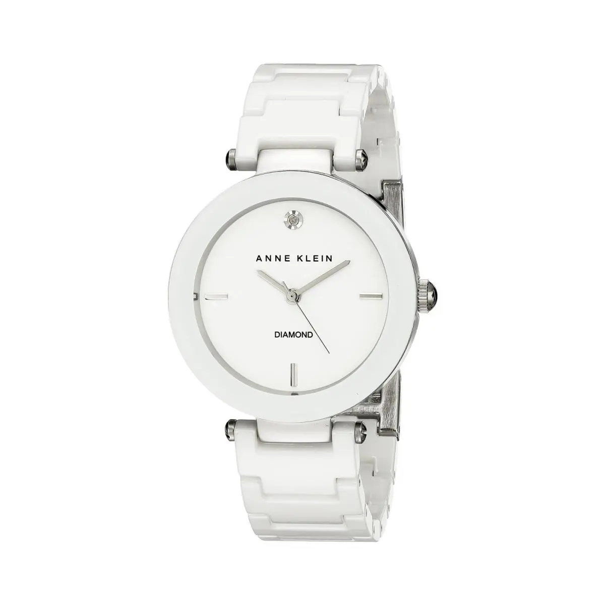 Anne Klein Womens AK/1019WTWT Diamond-accented Watch with Ceramic Bracelet