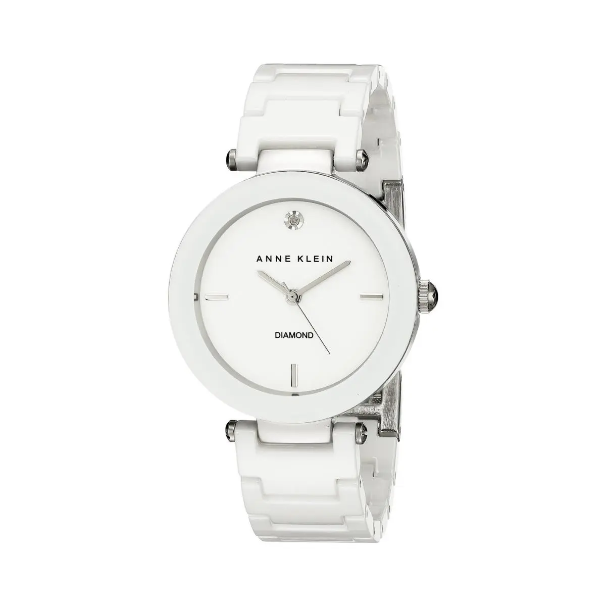 Anne Klein Women`s AK/1019WTWT Diamond-accented Watch with White/silver - Silver, White
