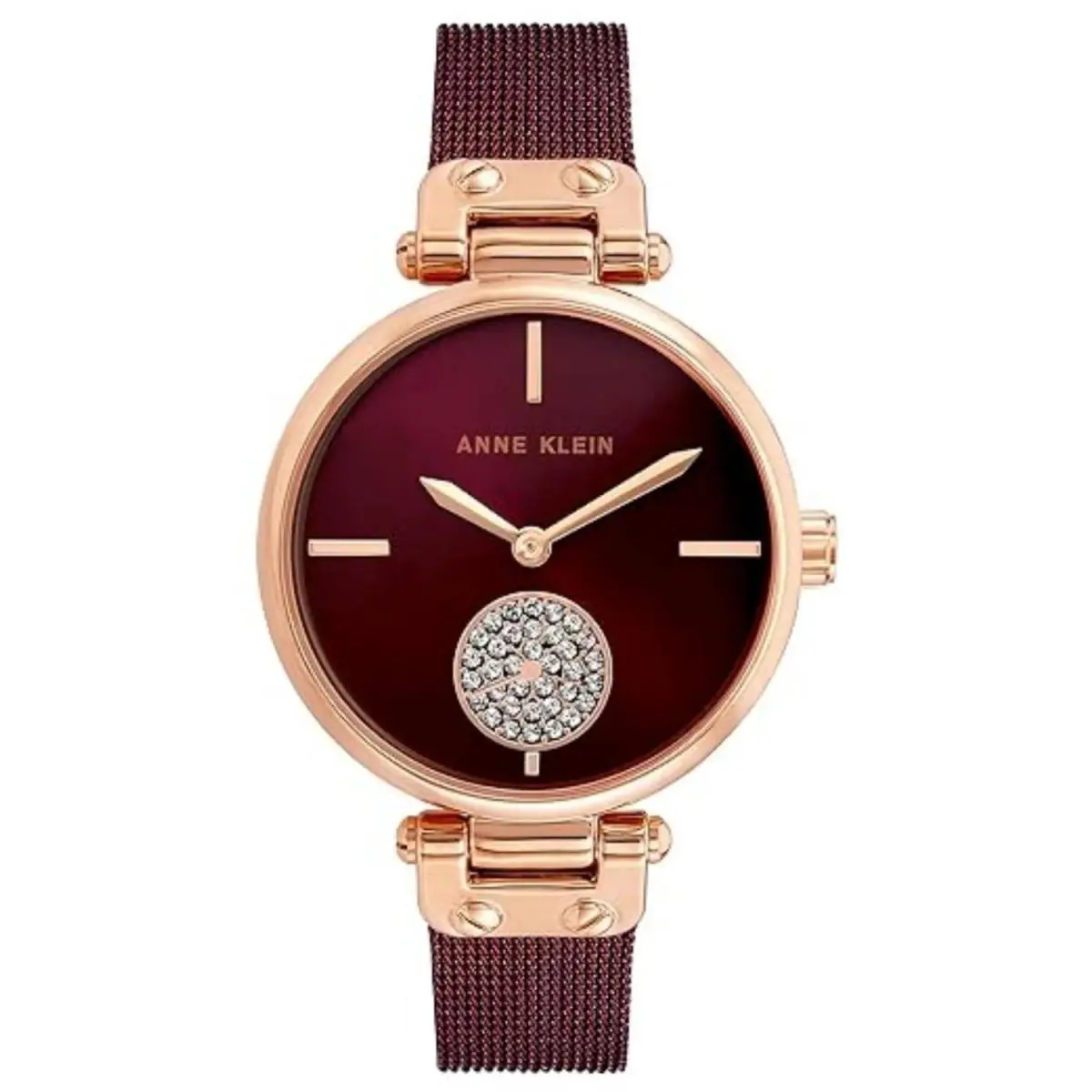 Anne Klein Women`s Crystal Burgundy Dial Watch - AK/3000RGBY