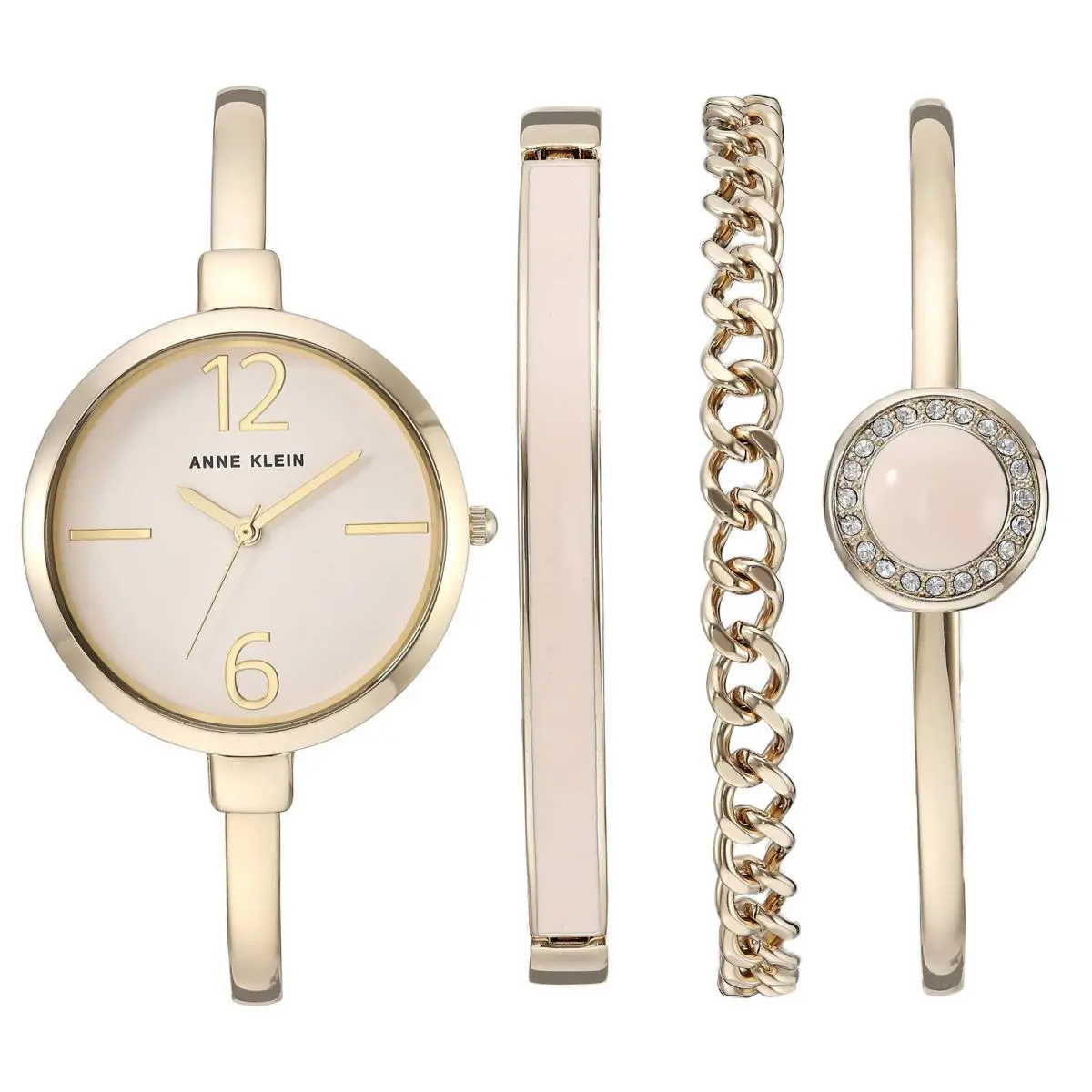 Anne Klein Womens AK/3290LPST Gold-tone Bangle Watch and Premium Crystal
