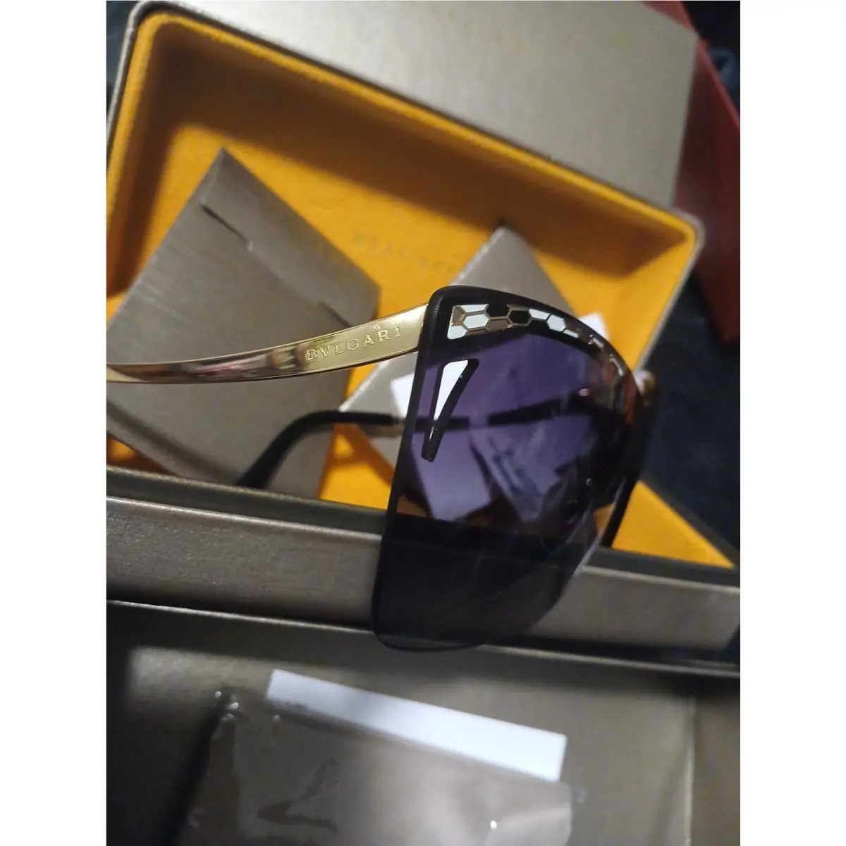 Bvlgari Serpenti Gold Shaded Sunglasses Made In Italy Case