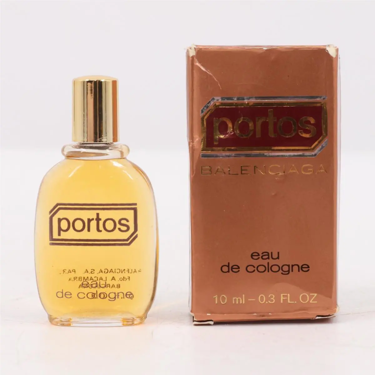 Vintage Portos Balenciaga Eau de Cologne 10ml .3oz Mini Bottle Box