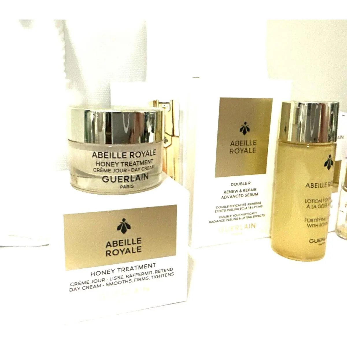 4PC Guerlain Abeille Royale Day Cream Watery Oil Renew Serum Lotion Gift Set