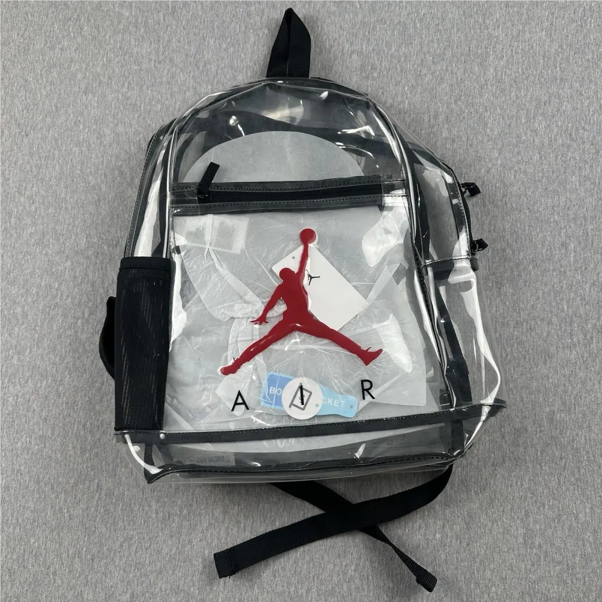 Nike Jordan Clear School Backpack 17L Transparent Bookbag Pencil Case A90771-CLR