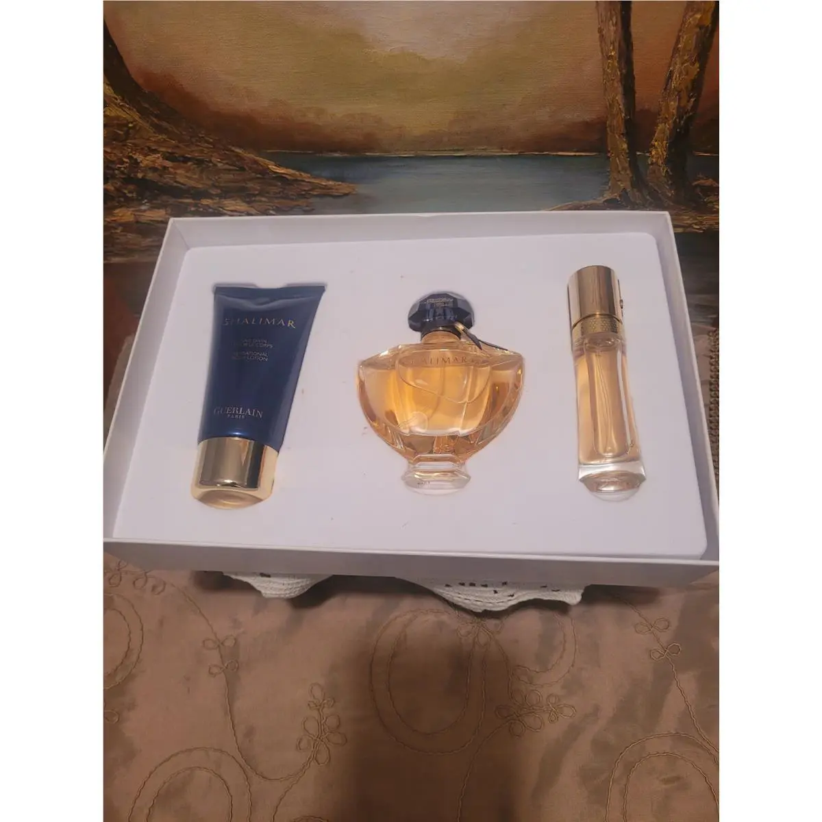 Shalimar Guerlain Gift Set Eau De Toilette 1.7 Oz Purse Spray .5 Oz Body Lotion