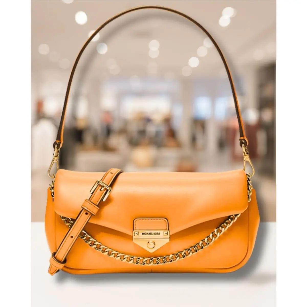 Michael Kors Soho Women Small Convertible Shoulder Pouchette Bag Radiant Orange