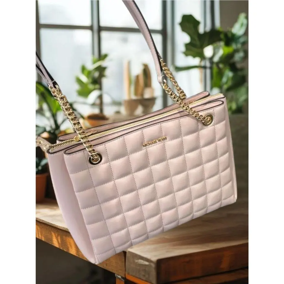 Soho Lady MK Medium PU Blend Quilted Shoulder Tote Bag Powder Blush by Michael Kors