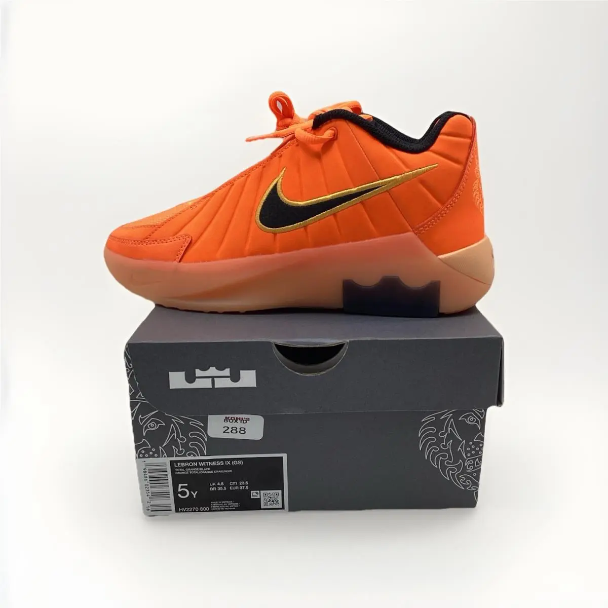 Nike Lebron Witness IX GS Total Orange/black Sneaker US 5Y Unisex Kids