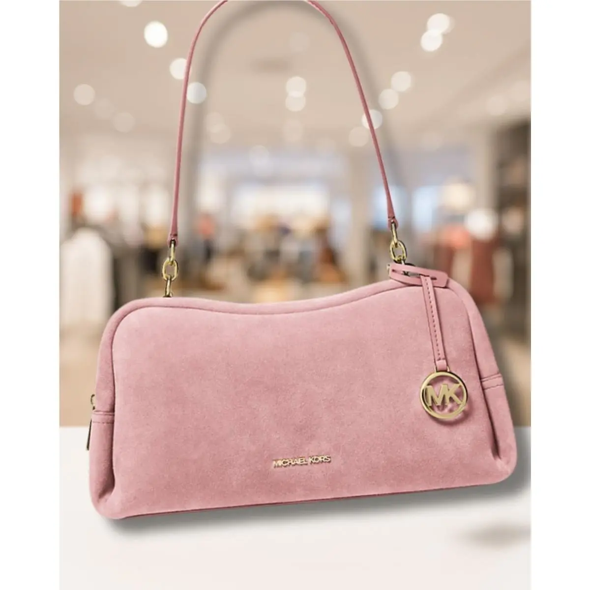 Cecily Women Medium Suede Shoulder Purse Handbag Powder Blush Pink by Michael Kors