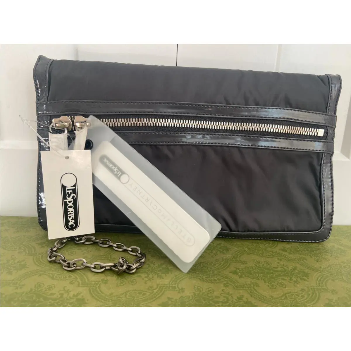 Lesportsac x Stella Mccartney Travel Wallet Clutch-grey Nylon/patent Leather