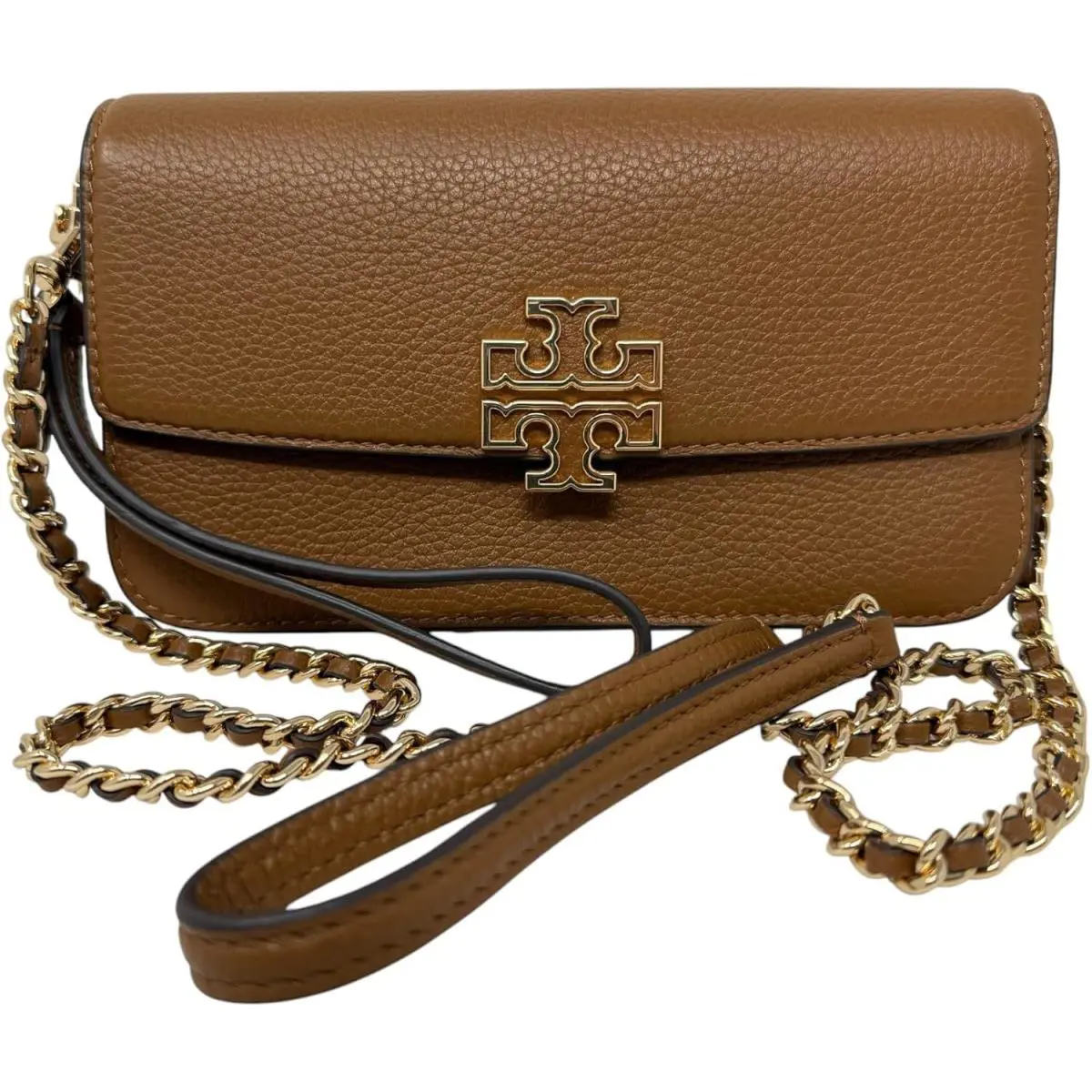 Tory Burch Womens Moose Brown Britten Chain Wallet Wristlet Bag TB-168