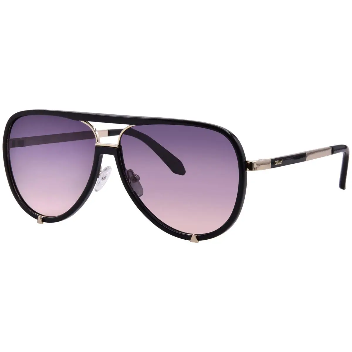 Quay High Profile 000931 Sunglasses Women`s Black/gold/polarized Smoke 60mm by QUAY