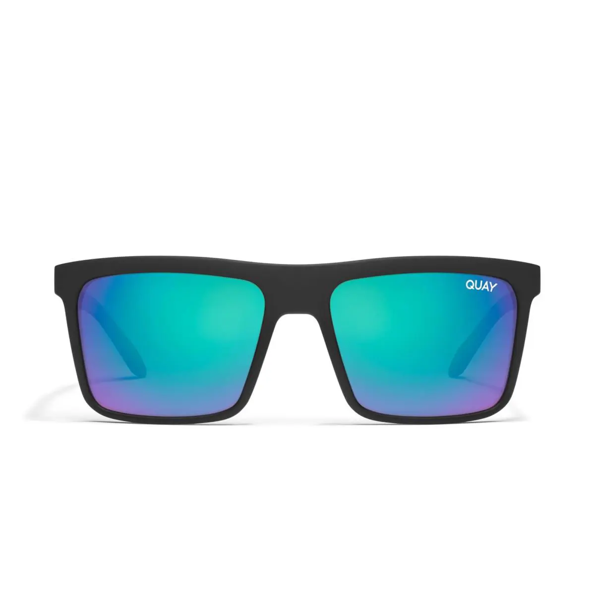 Quay Sunglasses Let It Run Polarized Black Matte Blue Lens Mirror 48mm Mens Uni