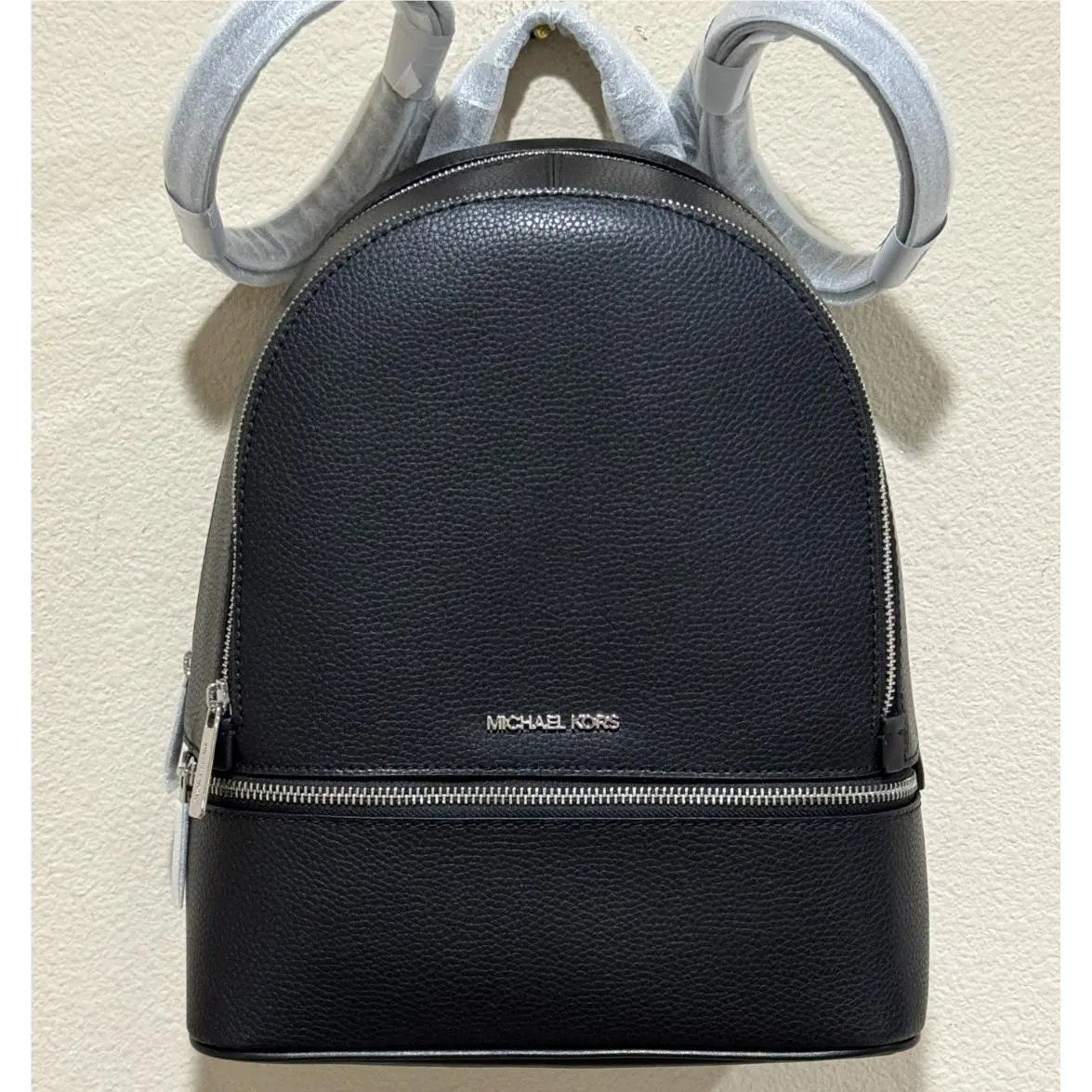 Michael Kors Rhea Medium Pebbled Leather Backpack Black 35T5SM9M1L