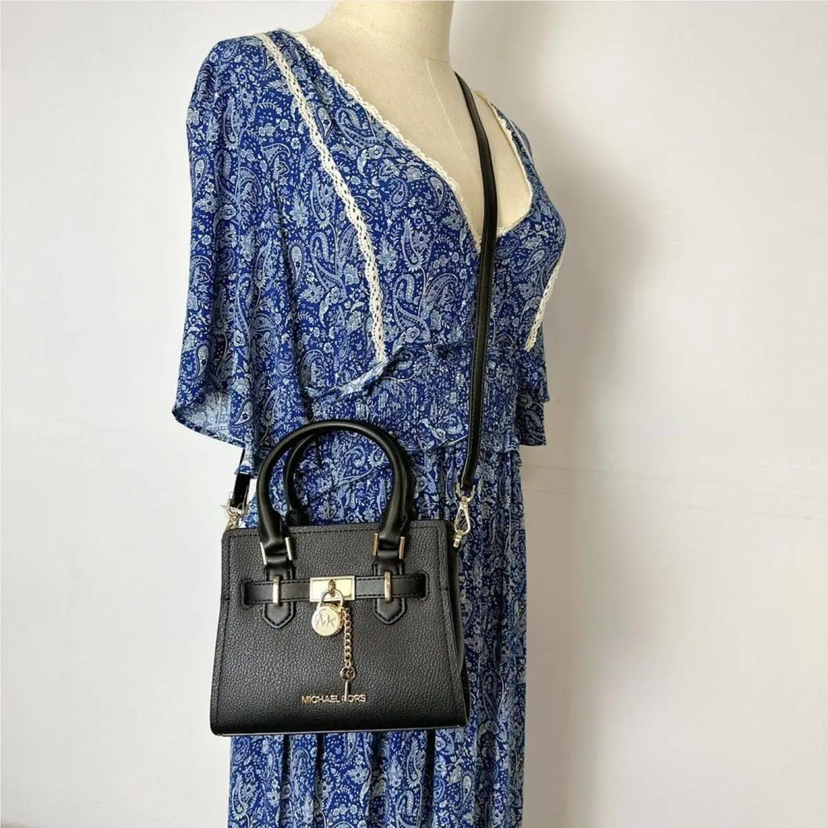 Michael Kors 35H3GHMC0L Hamilton XS Satchel Xbody Leather Black