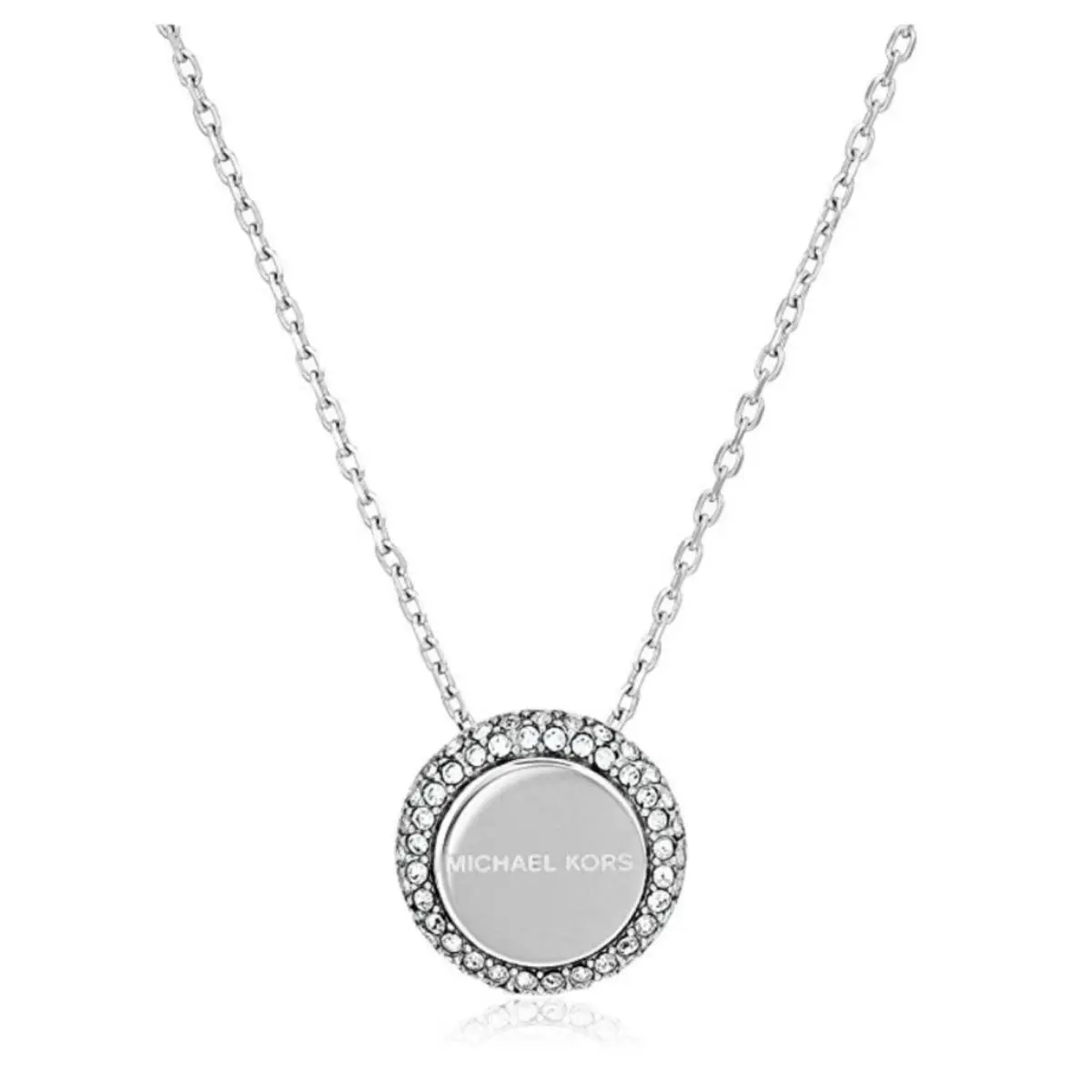 Michael Kors Women`s Brilliance Silver Steel Necklace Crystals