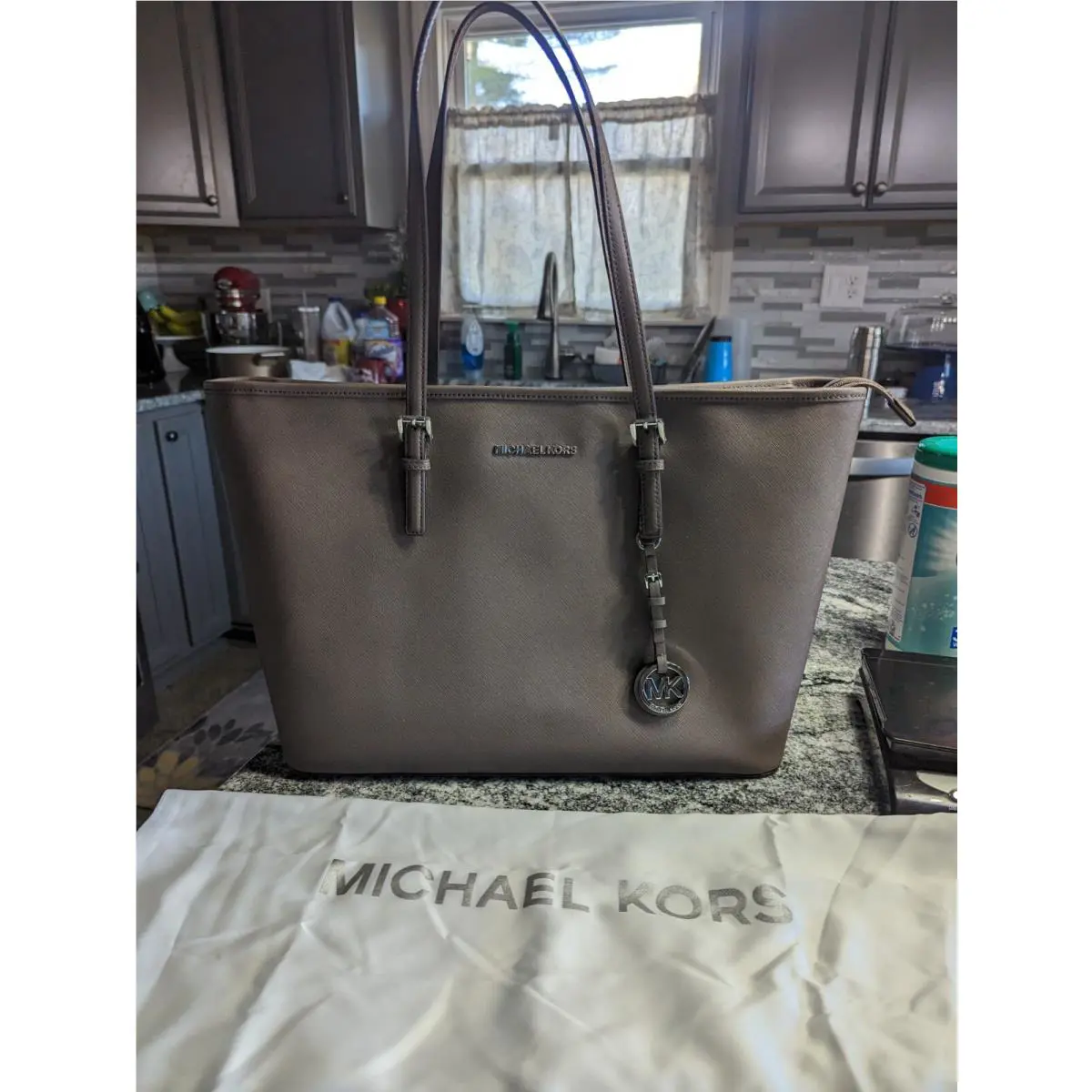 Michael Kors Large Tote Bag Purse Handbag Taupe Shoulder Bag
