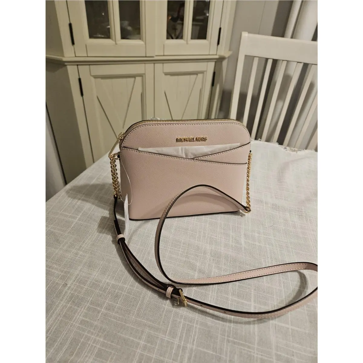 Michael Kors Jet Set Women`s Dome Crossbody Bag Medium - Powder Blush