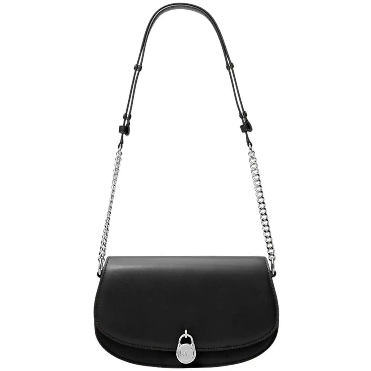 Michael Kors Women`s Messenger Bag Mila Medium Leather Black 35T5SIMM8L Blk - Exterior: Black
