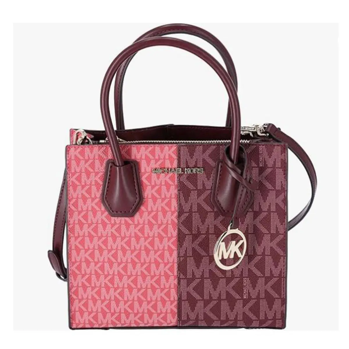 Michael Kors Mercer Medium Two-tone Logo Crossbody Bag Oxblood Multi 35F4GM9M2B