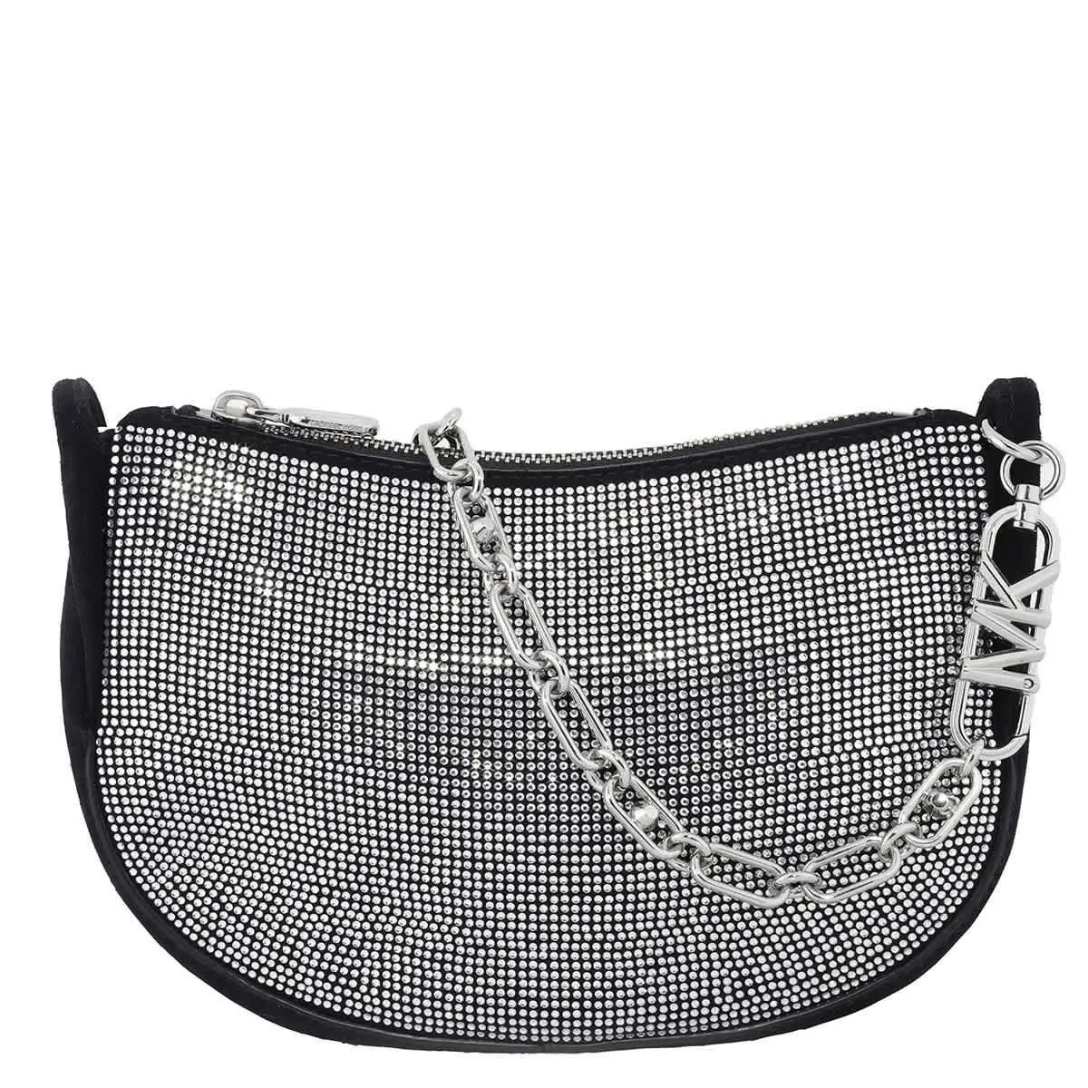 Michael Kors Small Kendall Embellished Suede Shoulder Bag 32H3S8NC1S-001 - Black, Exterior: Black