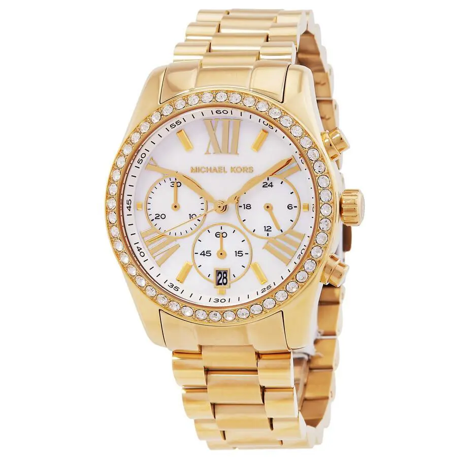 Michael Kors Lexington Lux Chronograph Gold-tone Ladies Watch MK7241 - Hand: Gold, Strap: Gold