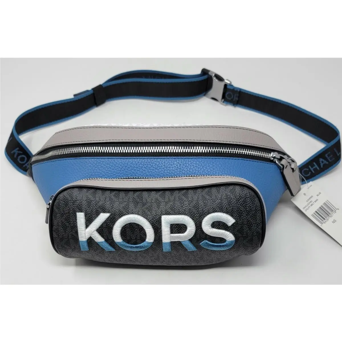 Michael Kors Men Cooper Embroidered Two-tone Logo and Leather Crossbody Belt Bag