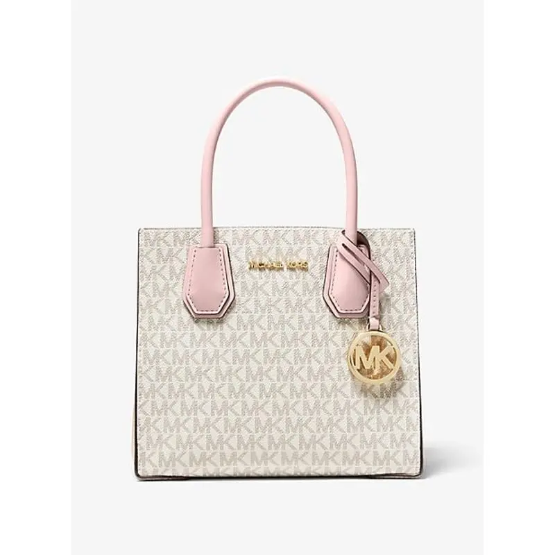 Michael Kors Mercer Medium Logo Leather Accordion Crossbody Bag White