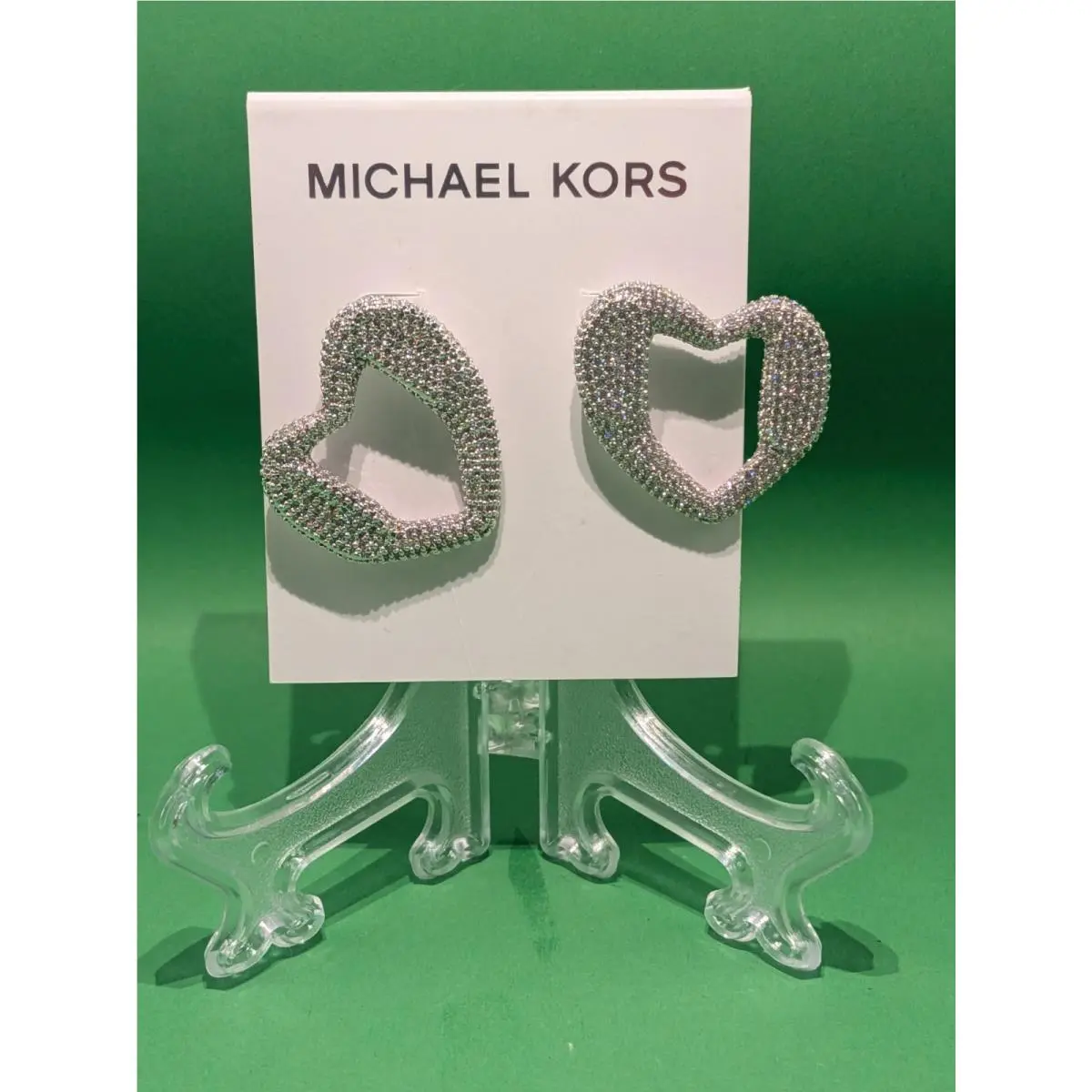 Precious Metal Plated Brass Pave Stud Earrings Platinum Plating by Michael Kors