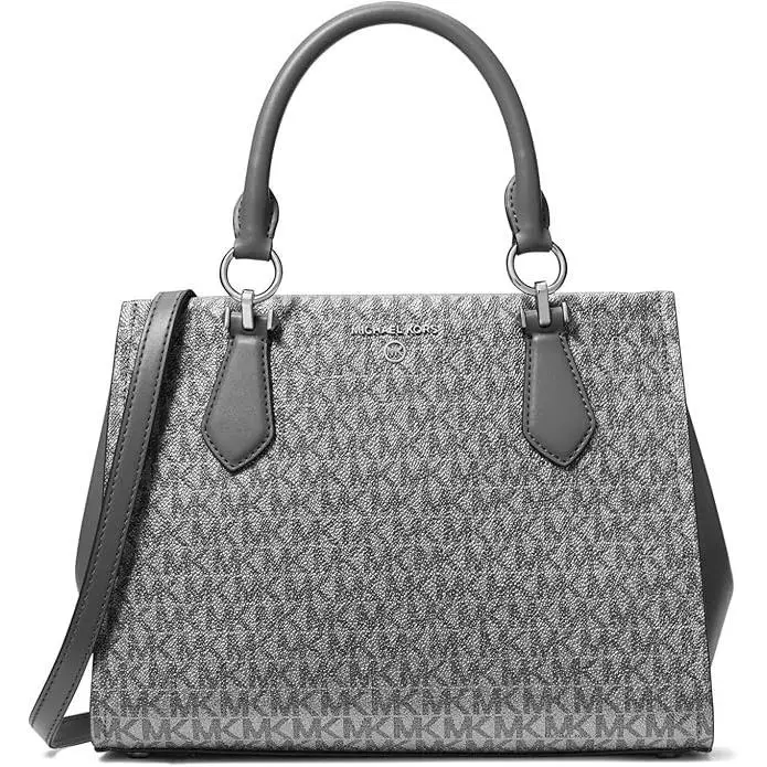 Michael Kors Marilyn Medium Satchel Dark Silver Same Day Shi