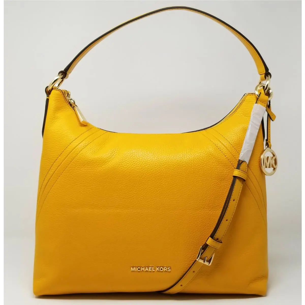 Michael Kors Aria Sun Yellow Pebble Leather Large Shoulder Bag