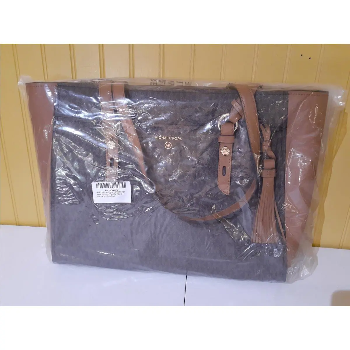 Michael Kors Nomad Large Multi Function Top Zip Tote Brown/acorn Handbag