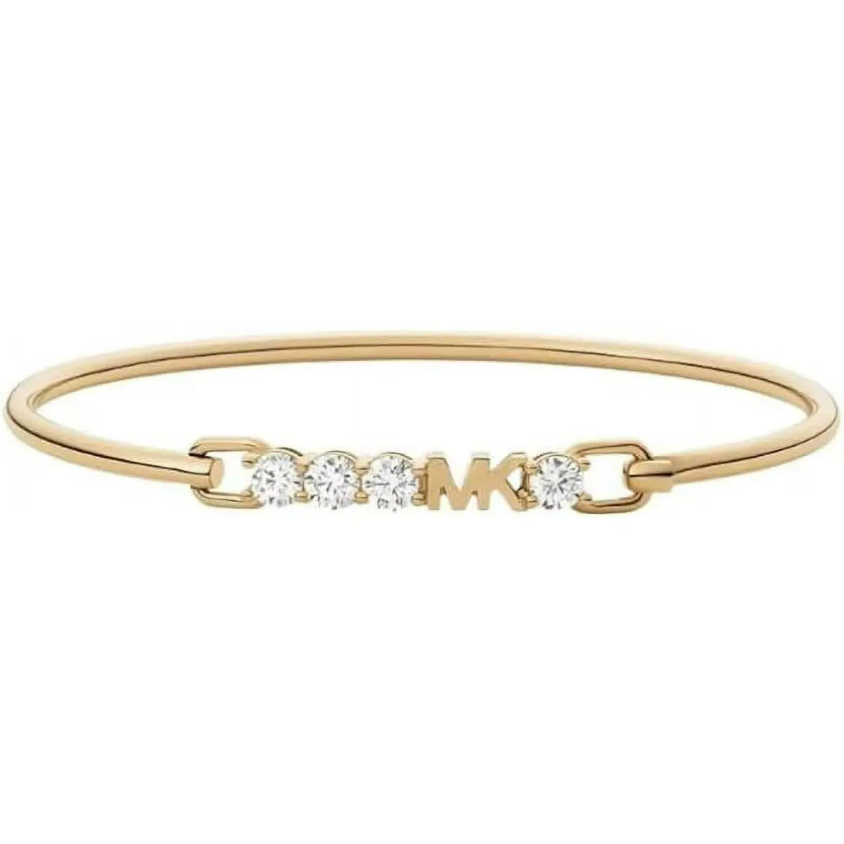 Michael Kors Gold Tone Stainless Steel Crystal Glitz MK Logo Bangle Bracelet