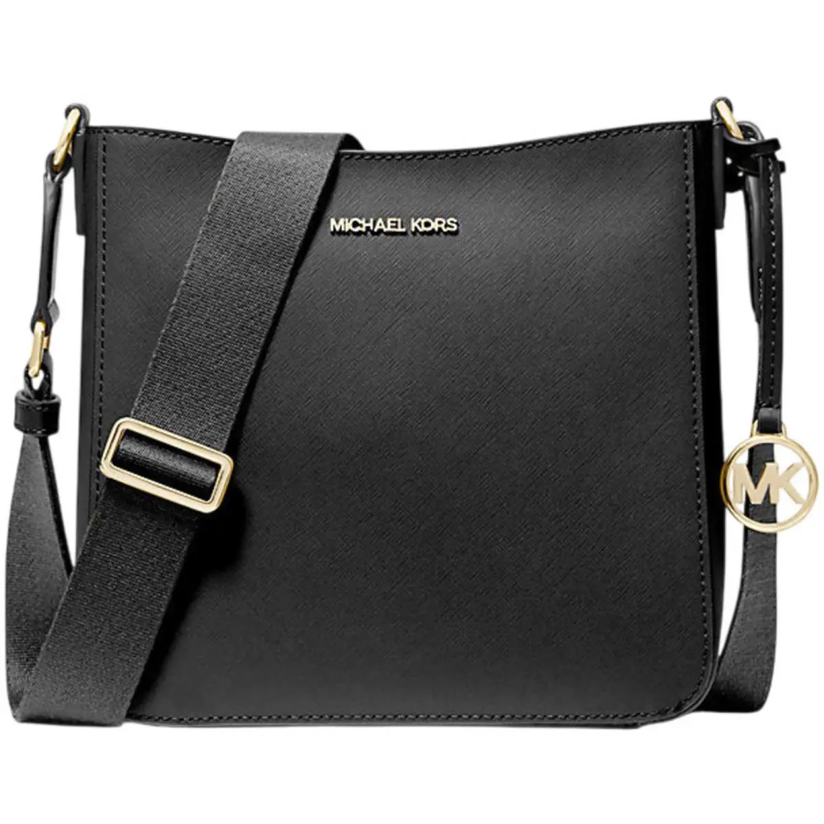 Michael Kors Women`s Messenger Bag Jet Set Coated Canvas Black 35S4GTVC5L Blk
