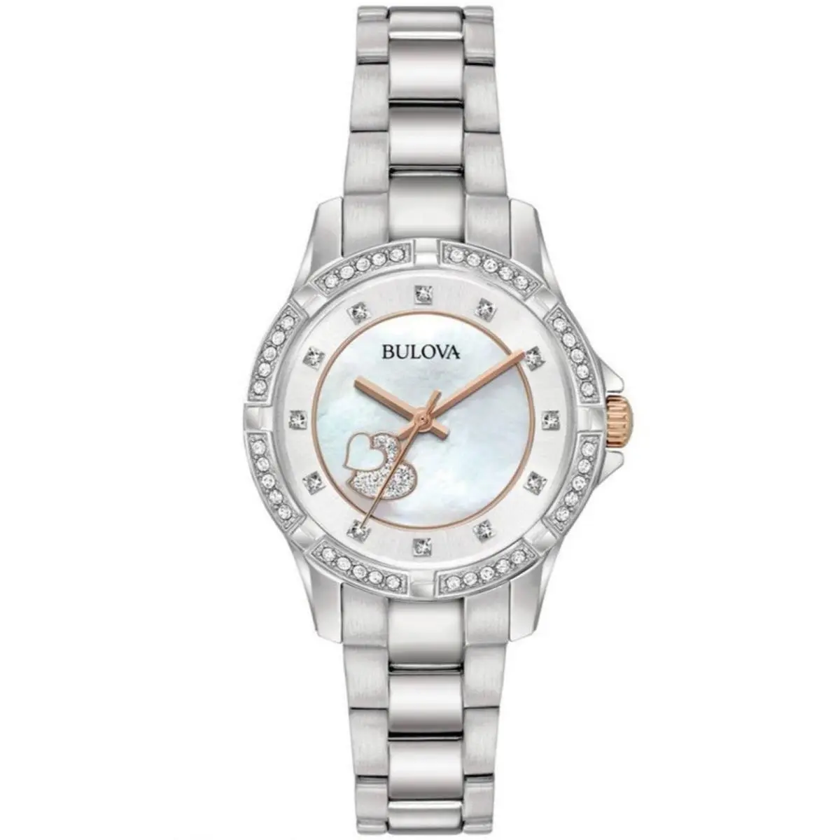 Women`s Watch Crystal Collection Mop Dial Stainless Steel Bracelet 98L232 by Bulova