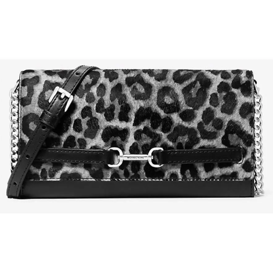 Michael Kors Carson Large Leopard Print Calf Hair Convertible Crossbody Bag-nwt