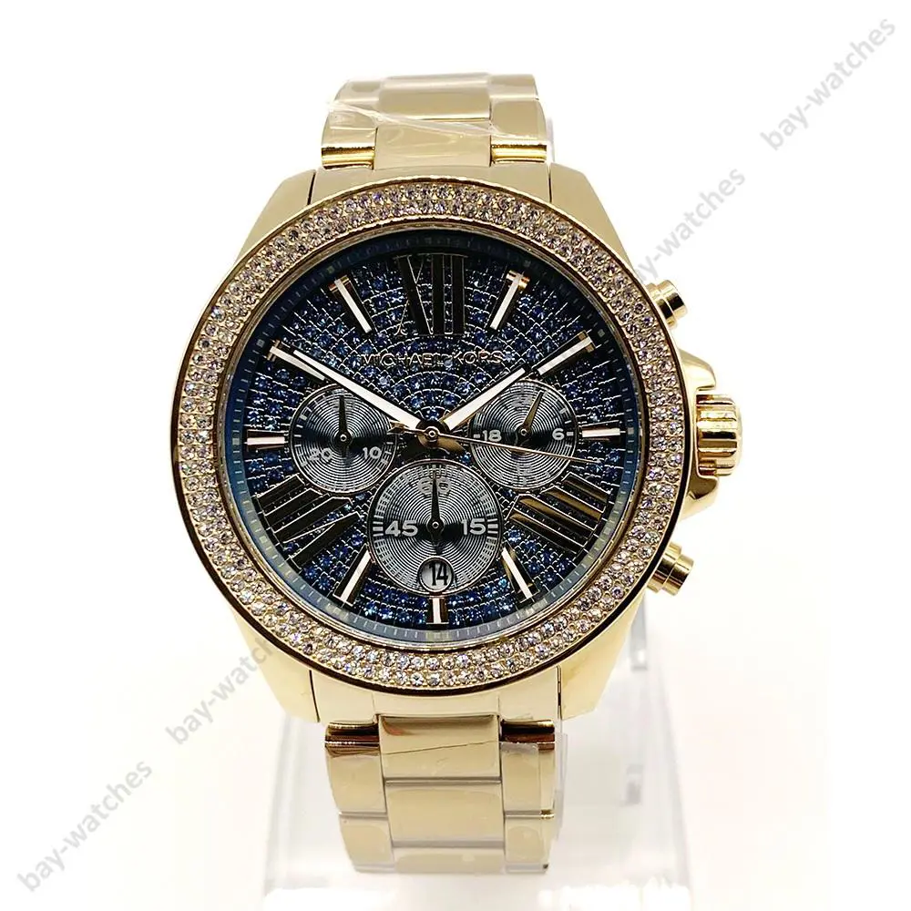 Michael Kors MK6291 Wren Blue Crystal Glitz Chronograph 42mm Case Women Watch