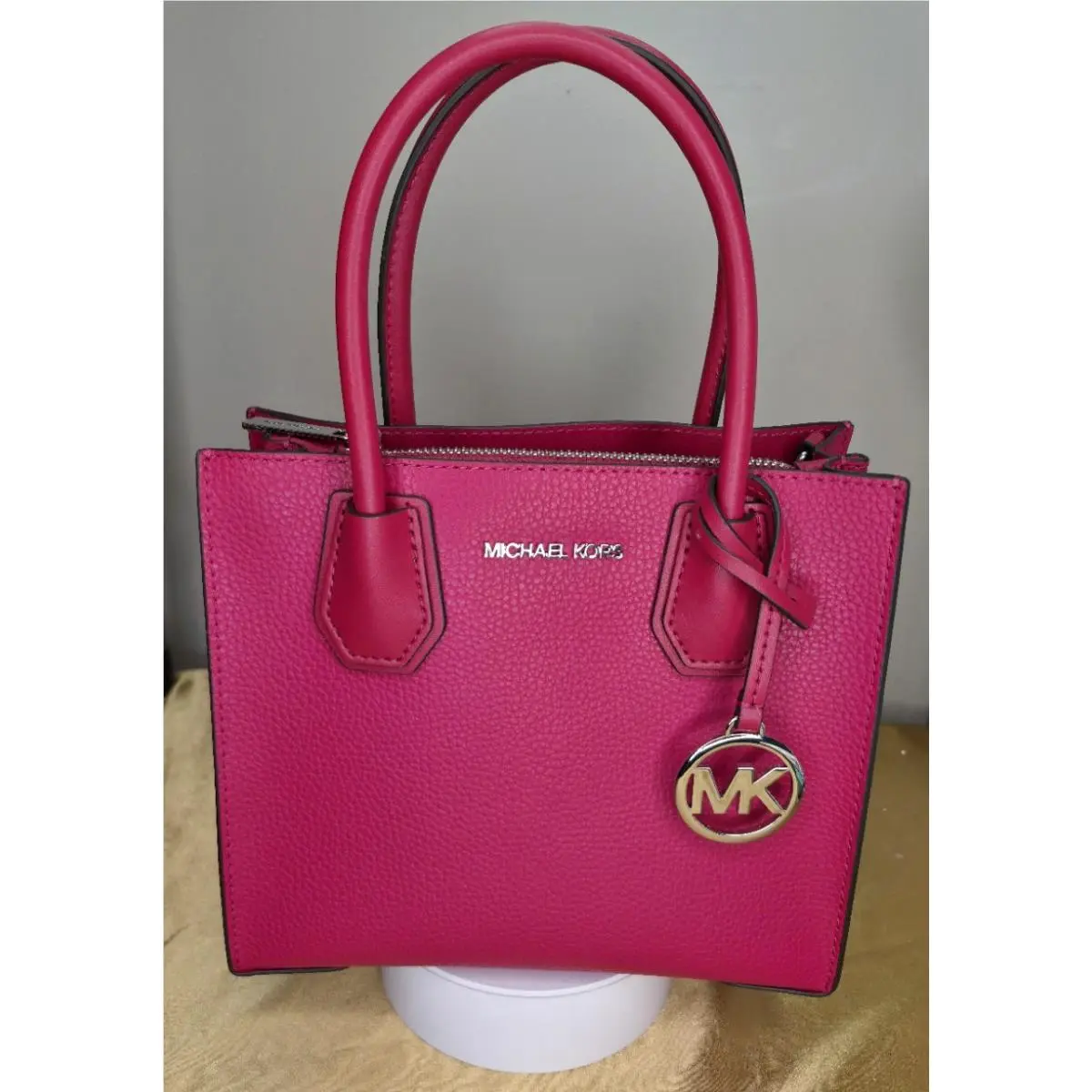 Michael Kors Studio Mercer Medium Messenger Bag Ultra Pink Leather Crossbody