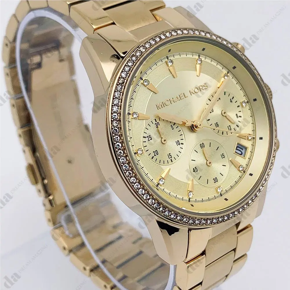 Michael Kors MK6356 Ritz Gold Stainless Steel Bracelet Chronograph Women`s Watch