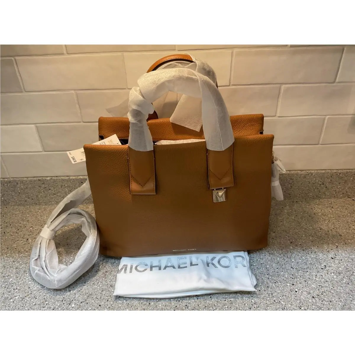 Michael Kors Rollins Large Leather Satchel Acorn Color