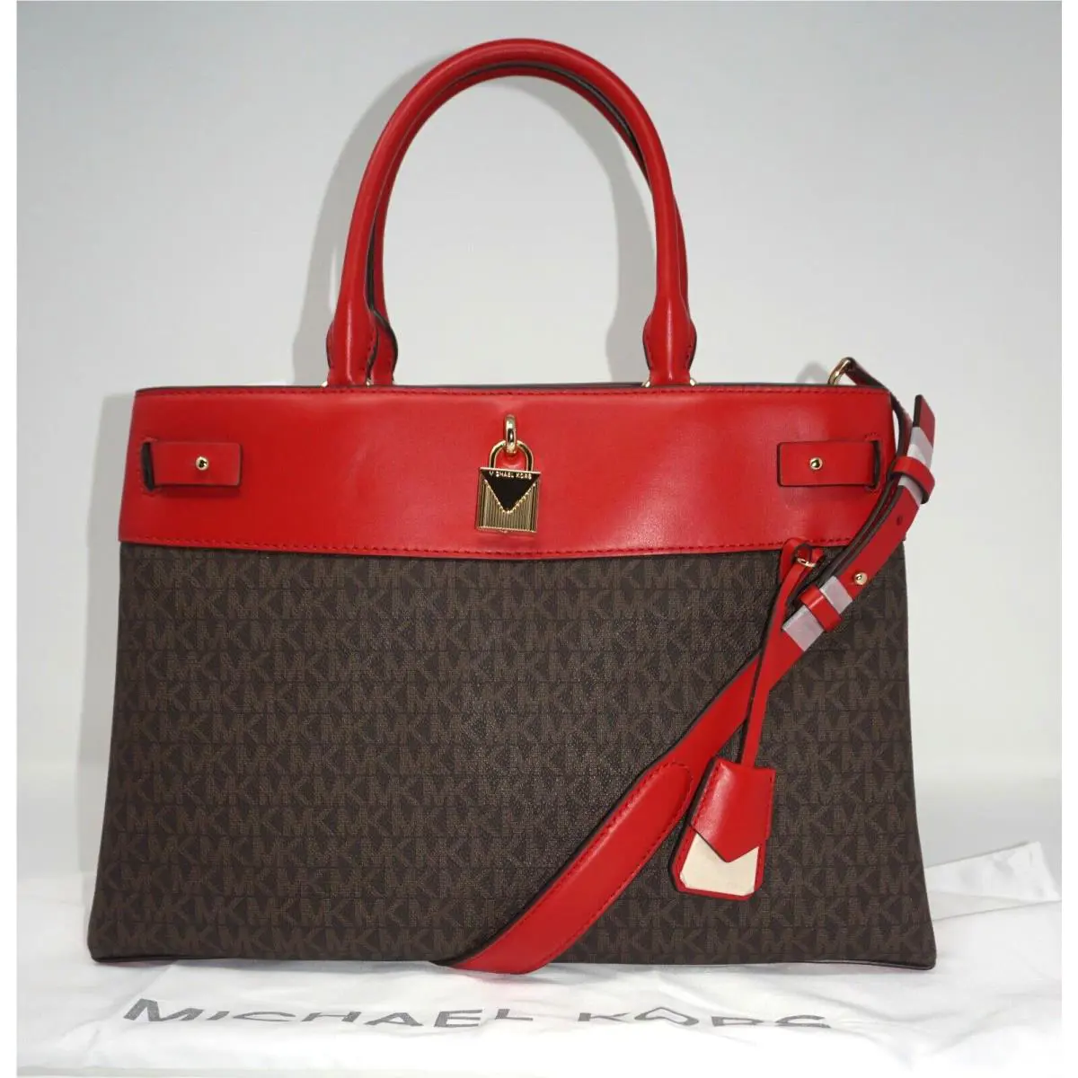Gramercy Bright Red Logo Large Satchel Bag by Michael Kors