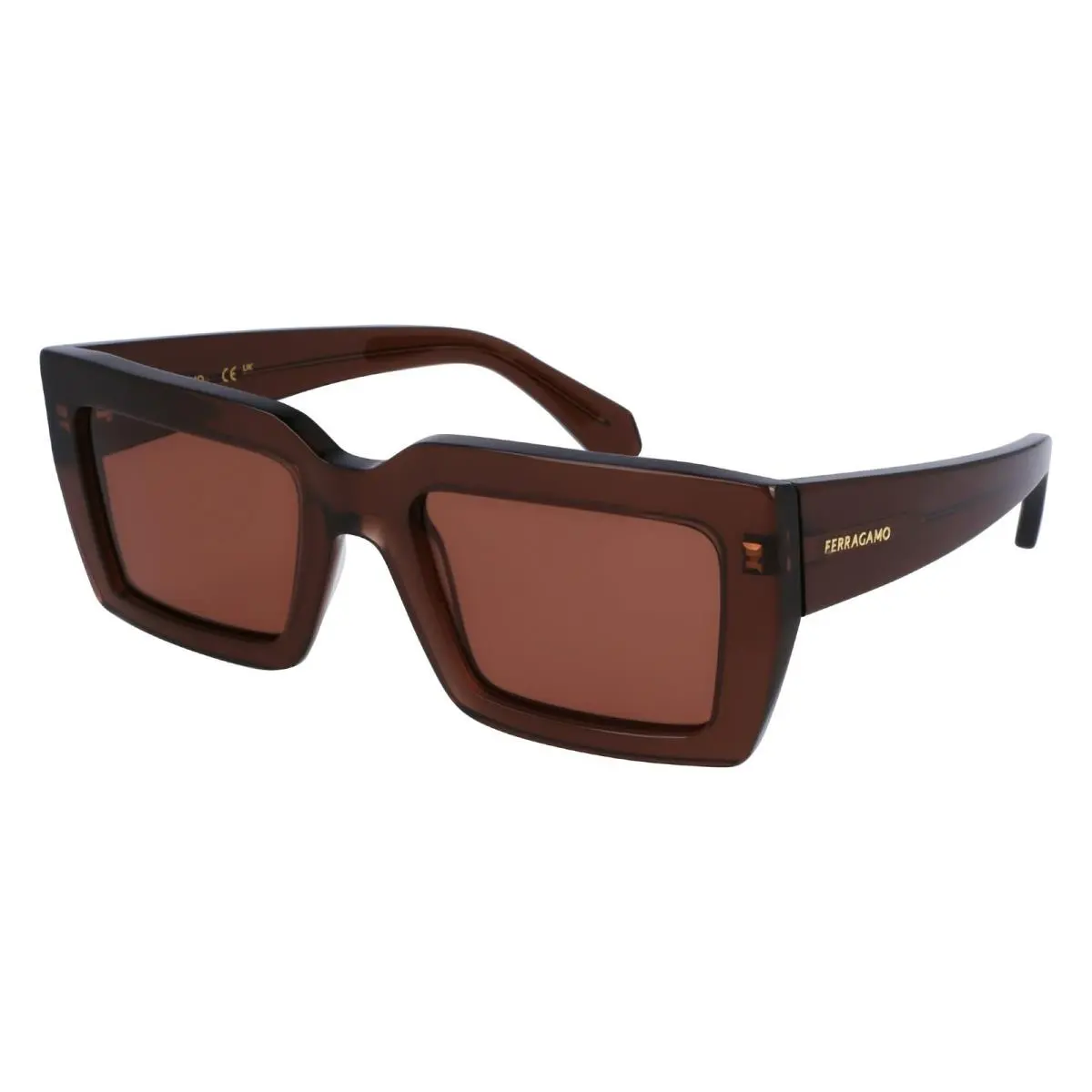 Ferragamo SF1108S 232 Brown Brown Rectangle Sunglasses 54mm Women`s by Salvatore Ferragamo