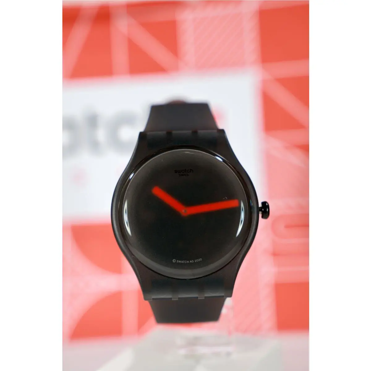 Limited Swiss Swatch Black Blur SUOB183 41MM Froasted Black Red Hands