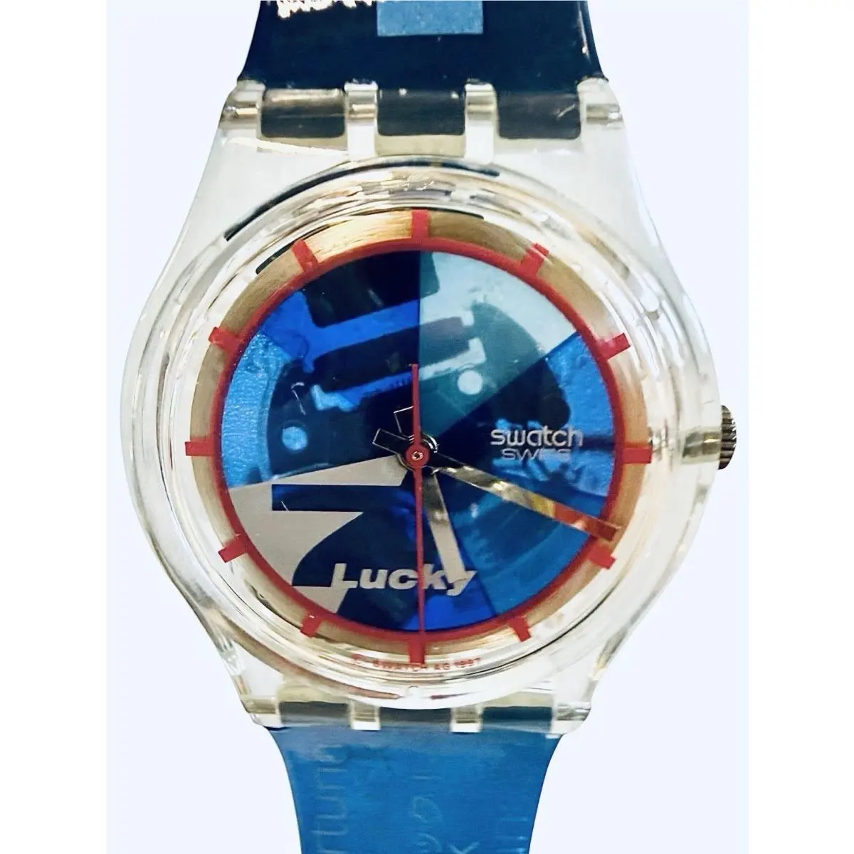 Swatch Watch Lucky 7 SKZ116PACK 1998 Collector Specials Transparent Case Swiss