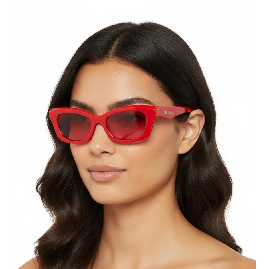 Alexander Mcqueen Womens Square/rectangle Red Red Pink Fashion Eyeglasses by Alexander McQueen