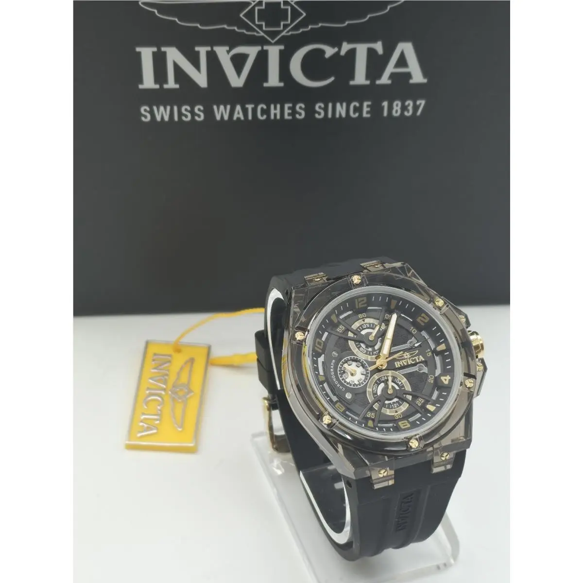 Invicta Racing Saphirex Men`s Watch - 46mm Black Gold 48807