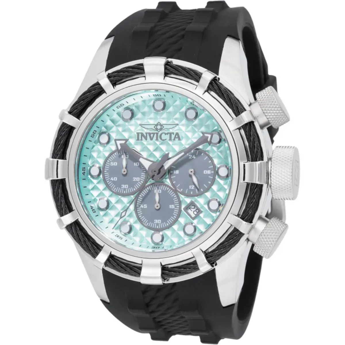 Invicta Men`s Watch Bolt Chrono Light Blue and Grey Dial Silicone Strap 49164