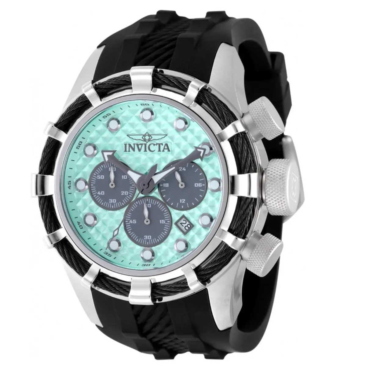 Bolt Vexidian Men`s 50mm Turqoise Dial Black Sport Chrono Watch 49164 by Invicta