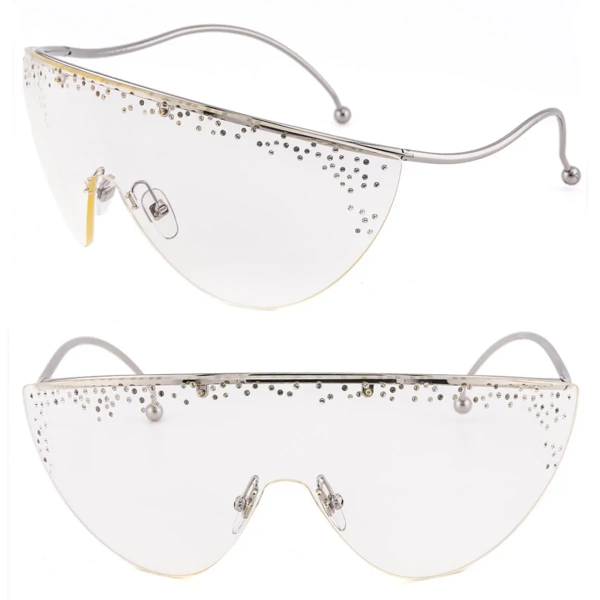 Givenchy Ariana 7152 Silver Strass Crystal Mask Runway Unisex GV7152s Sunglasses